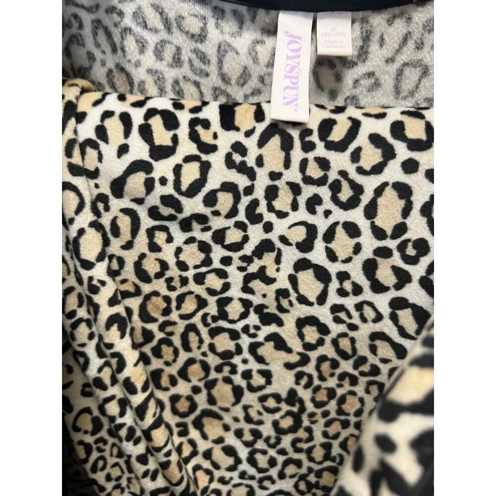Joyspun Womens Leopard Print Long Sleeve Lounge Top 2X 18W-20W  bottoms 3X